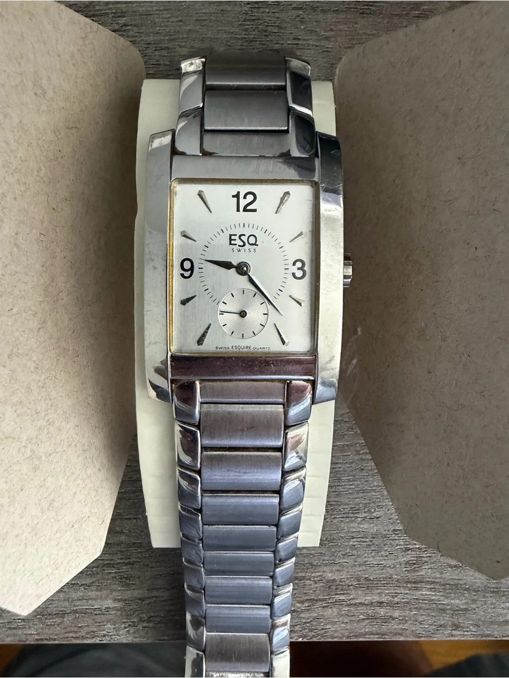 ESQ Swiss Men's Silver Stainless Steel Bracelet Watch - Rectangular Dial